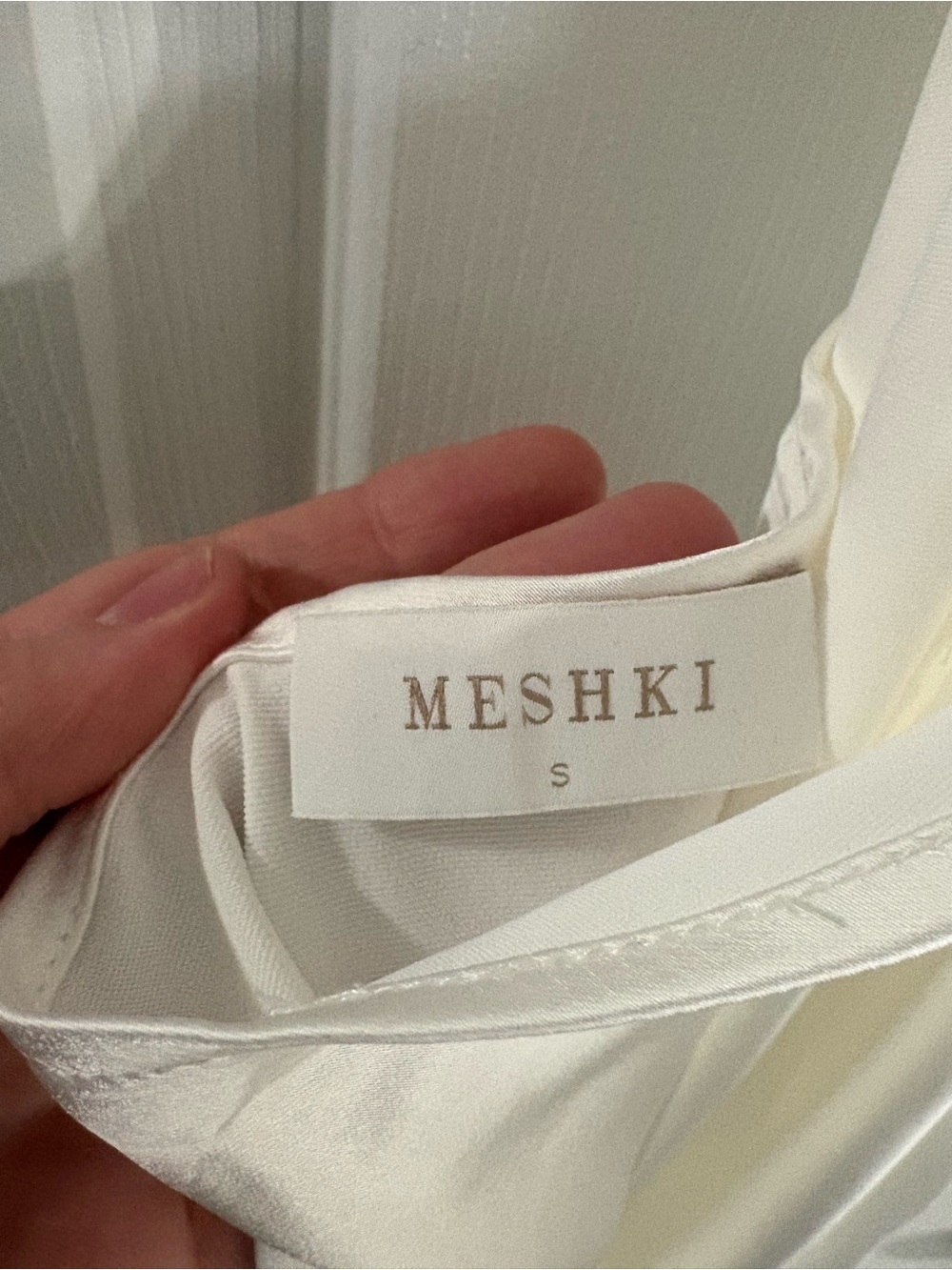Meshki One-Shoulder Twist Satin Gown in Ivory - Picture 2 of 4